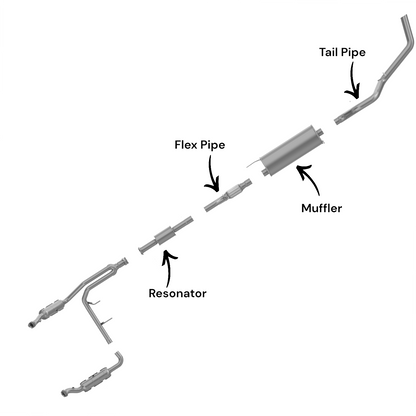 Ford F-150 3.7L (2011-2014) (145.0" Wheelbase) (From 01/2011) Resonator, Flex Pipe, Muffler And Tail Pipe