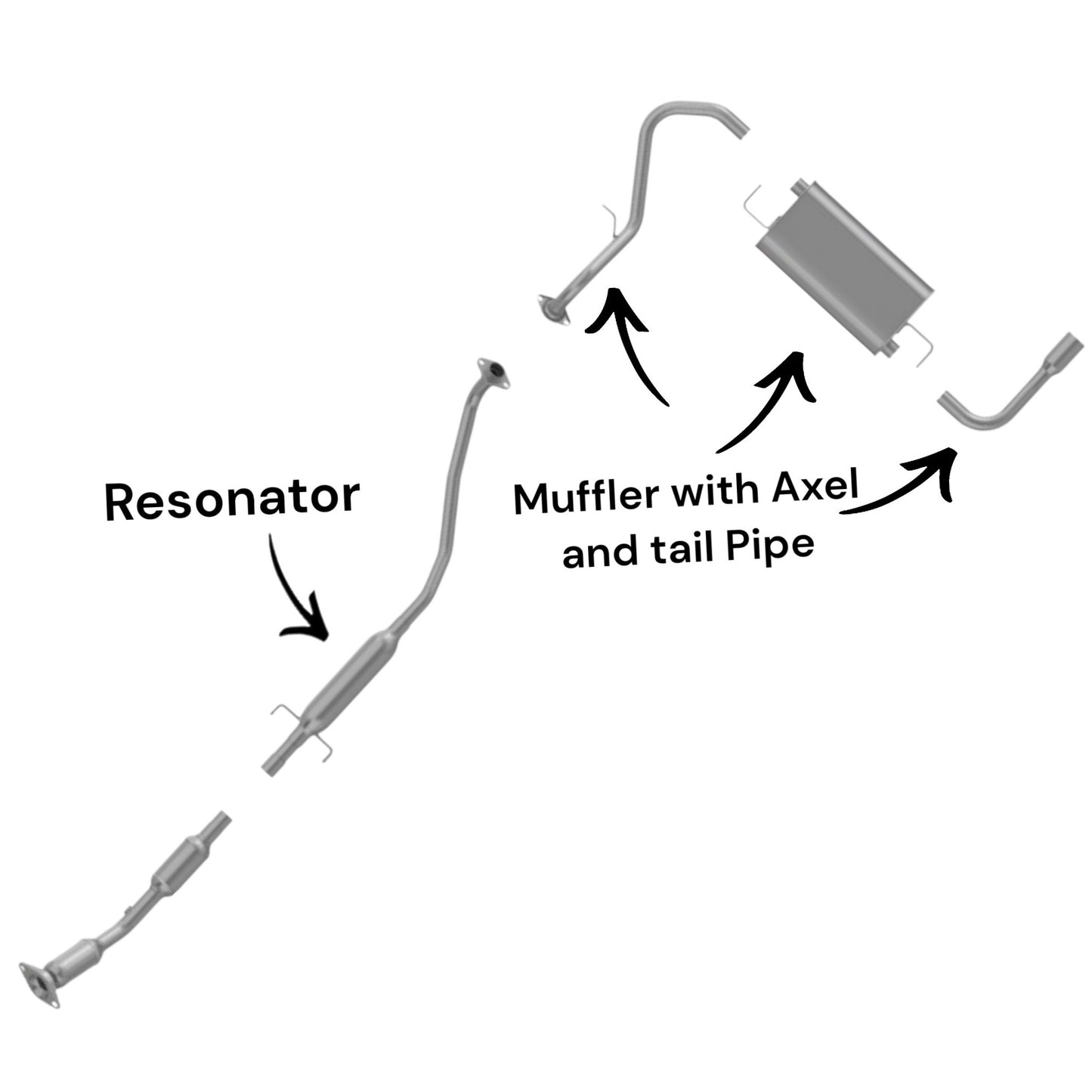 Pontiac Vibe 1.8l (2005-2008) (FWD) Resonator and Muffler with Axel and Tail pipe