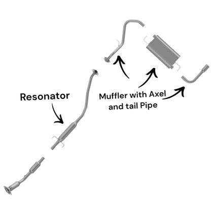 Pontiac Vibe 1.8l (2005-2008) (FWD) Resonator and Muffler with Axel and Tail pipe