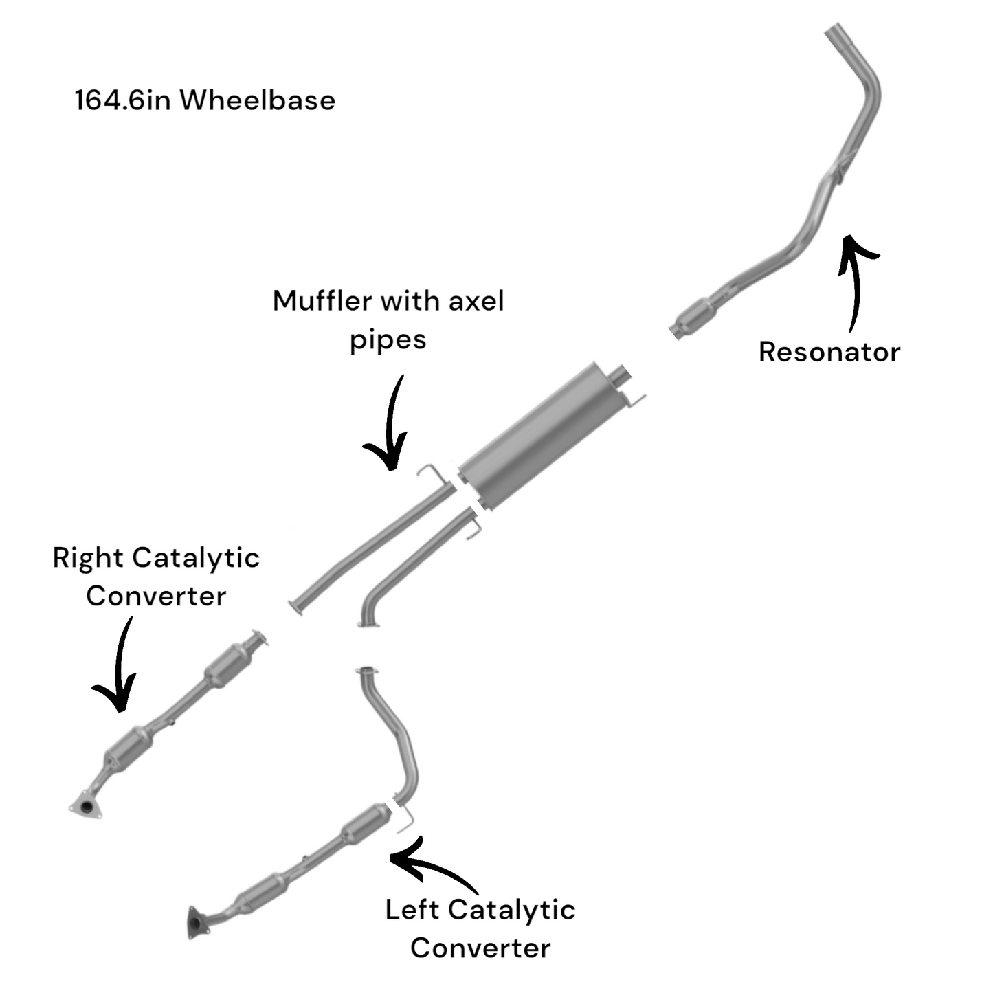 Toyota Tundra 5.7L (2007-2014) Complete Exhaust (Only for 164.6in Wheelbase)