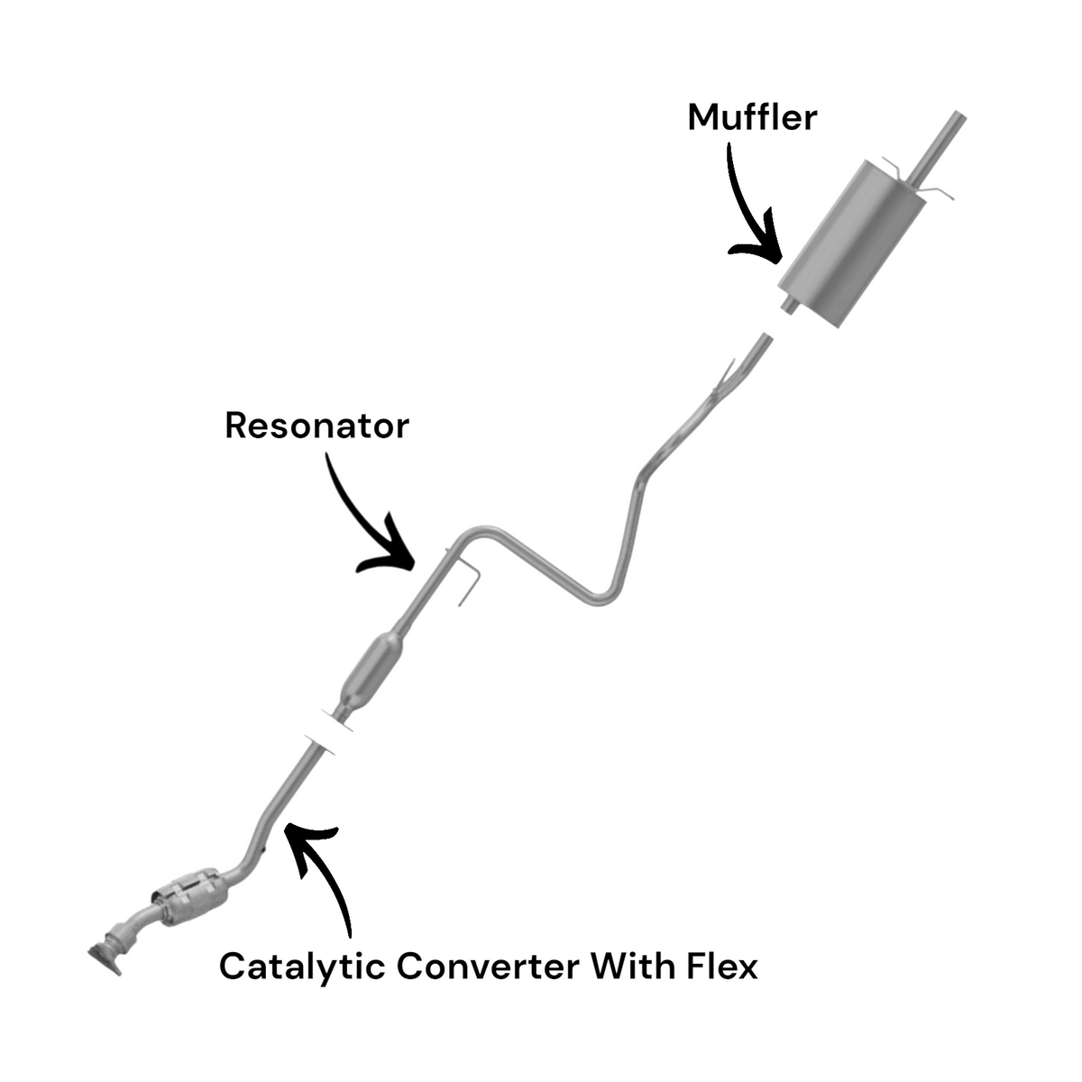 Pontiac G5 2.2L (2007) Catalytic Converter With Flex, Resonator And Muffler 