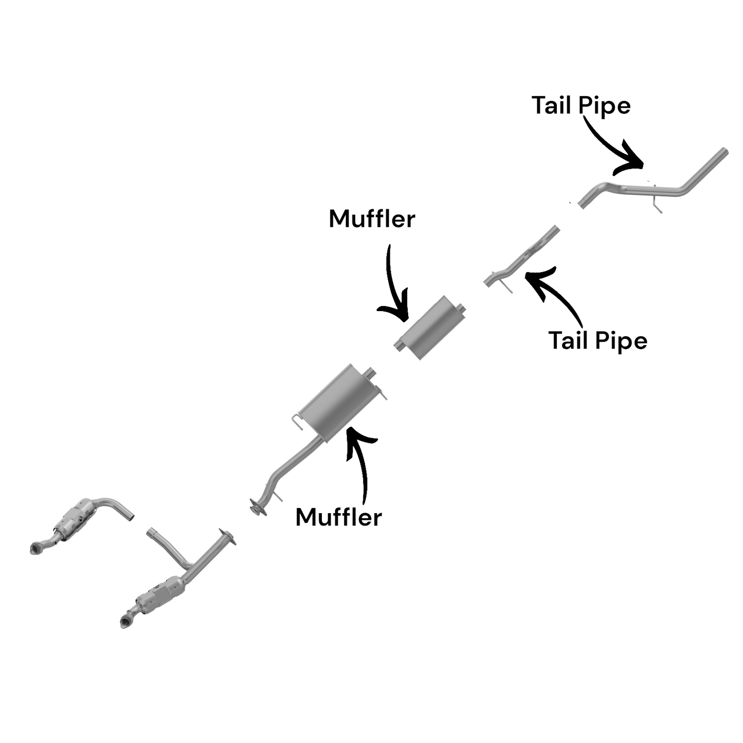 Ford Explorer Sport Trac 4.6L (2007-2010) Middle And Rear Muffler And Tail Pipe