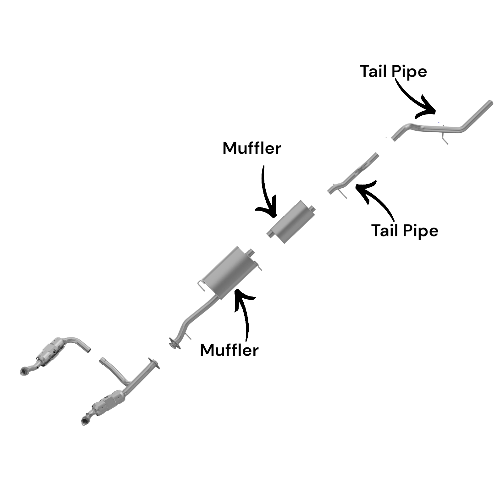 Ford Explorer Sport Trac 4.6L (2007-2010) Middle And Rear Muffler And Tail Pipe