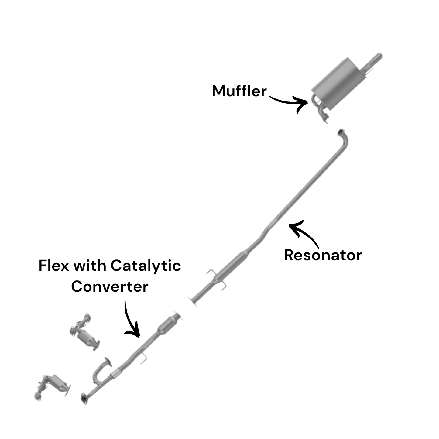 Toyota Camry 3.0L (2002-2006) (Japan Built) Flex with Catalytic Converter, Resonator and Muffler