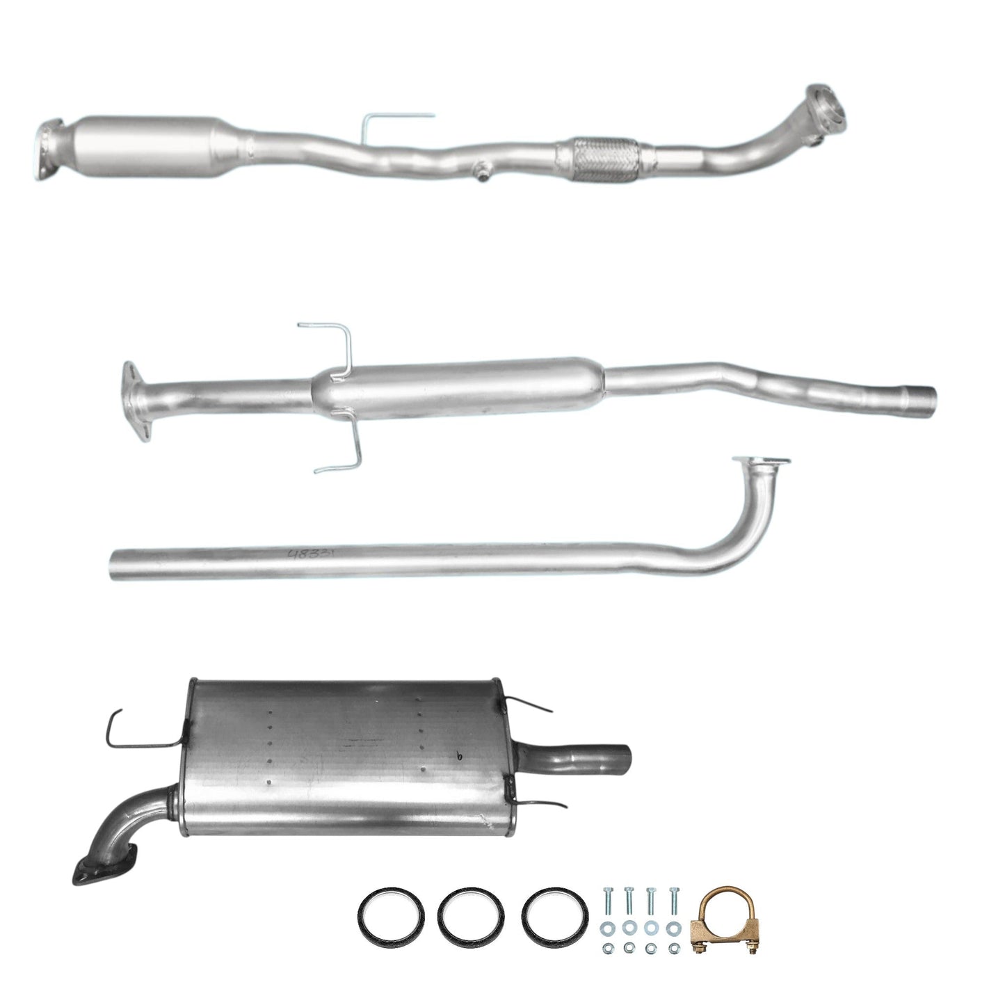 Toyota Solara 2.4L (2004-2006) Catalytic Converter with Flex Pipe, Resonator and Muffler