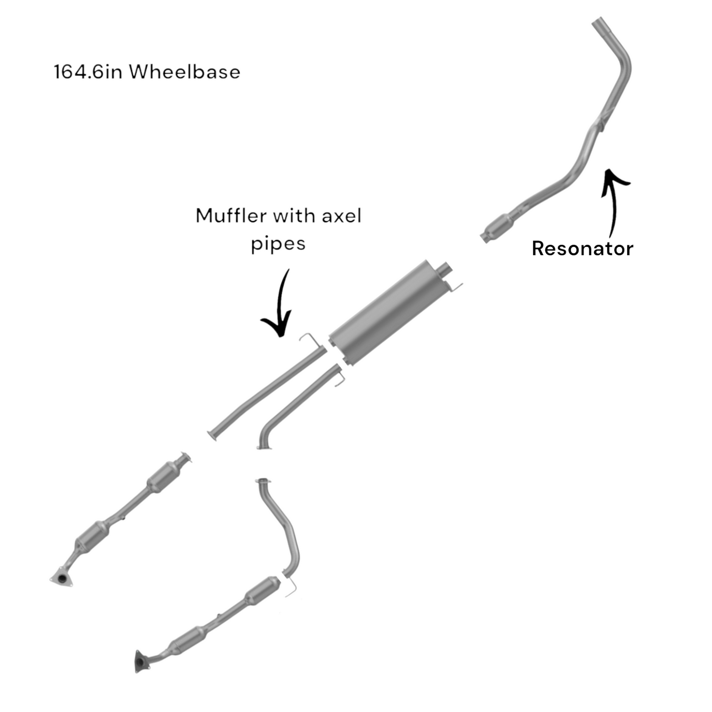 Toyota Tundra 164.6" Wheelbase 4.6L(2010-2014) & 5.7L(2007-2014) Muffler with axel pipes & tail pipe