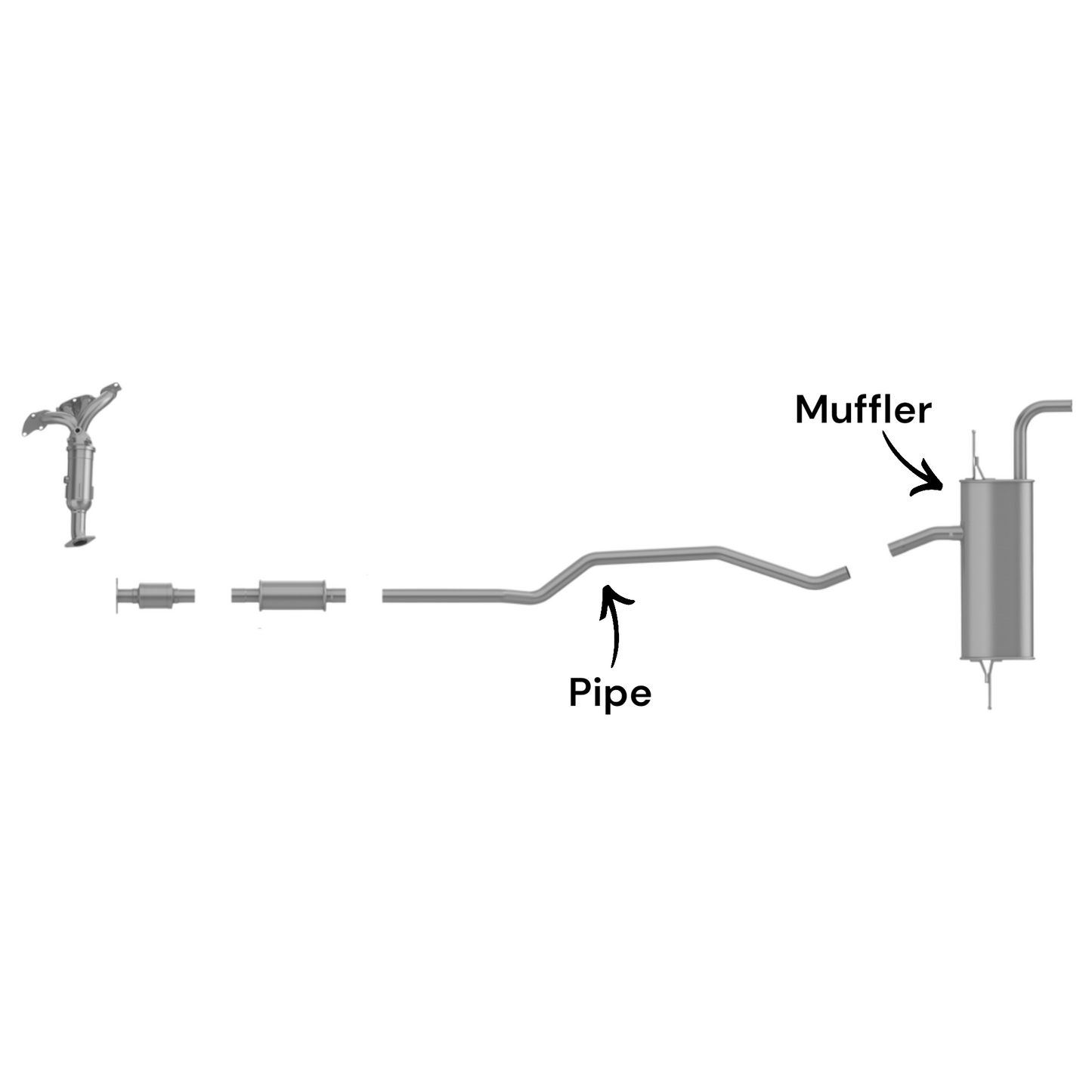 Ford Fusion 1.6L (2013-2014) (Non-Hybrid) (Turbo) Pipe and Muffler