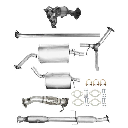 Kia Optima 2.4L (2016-2018) (Non-Hybrid) (Except: Korean Built) Manifold Converter, Flex Pipe with Oxygen Sensor hole, Catalytic Converter with two hangers, Y pipe and Both side Mufflers