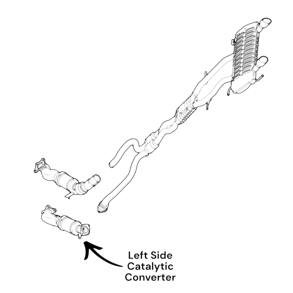 Cadillac ATS 3.6L (2016, 2017) (RWD)  Left Side Catalytic Converter.