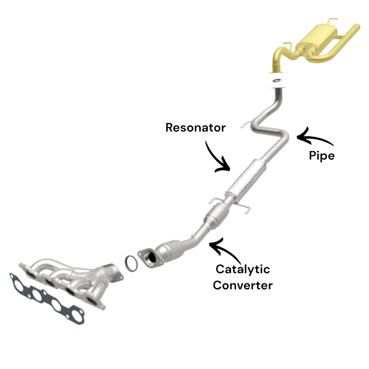 Toyota Yaris 1.5L (2014) (Only for Japan Built) Catalytic Converter with Resonator and Pipe