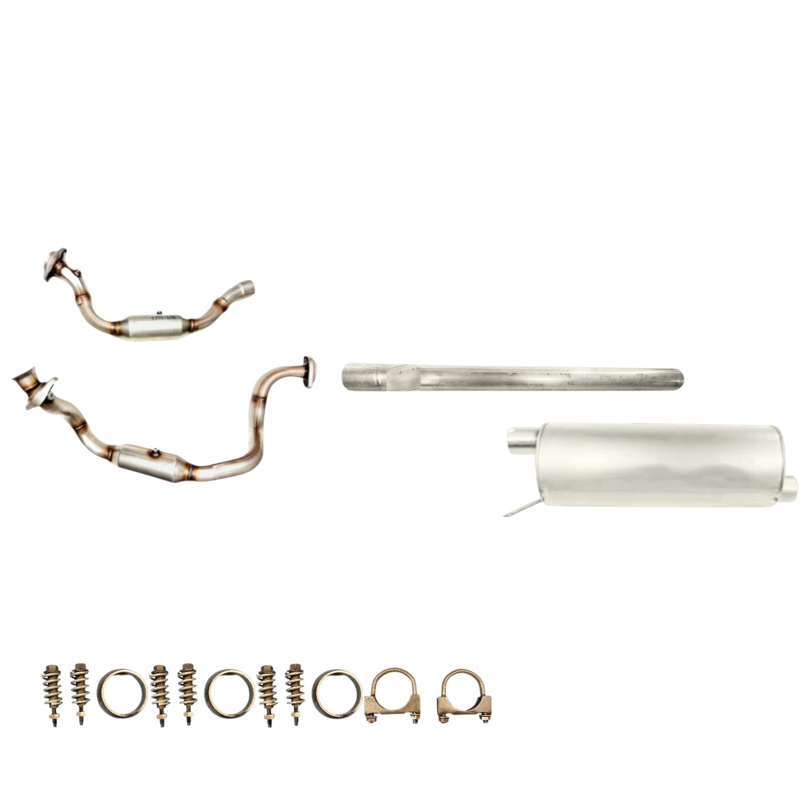 Ford F-250 Super Duty 6.2L (2011-2017) (Crew Cab Pickup) (Long Bend) Right And Left Side Catalytic Converter, Pipe, Muffler