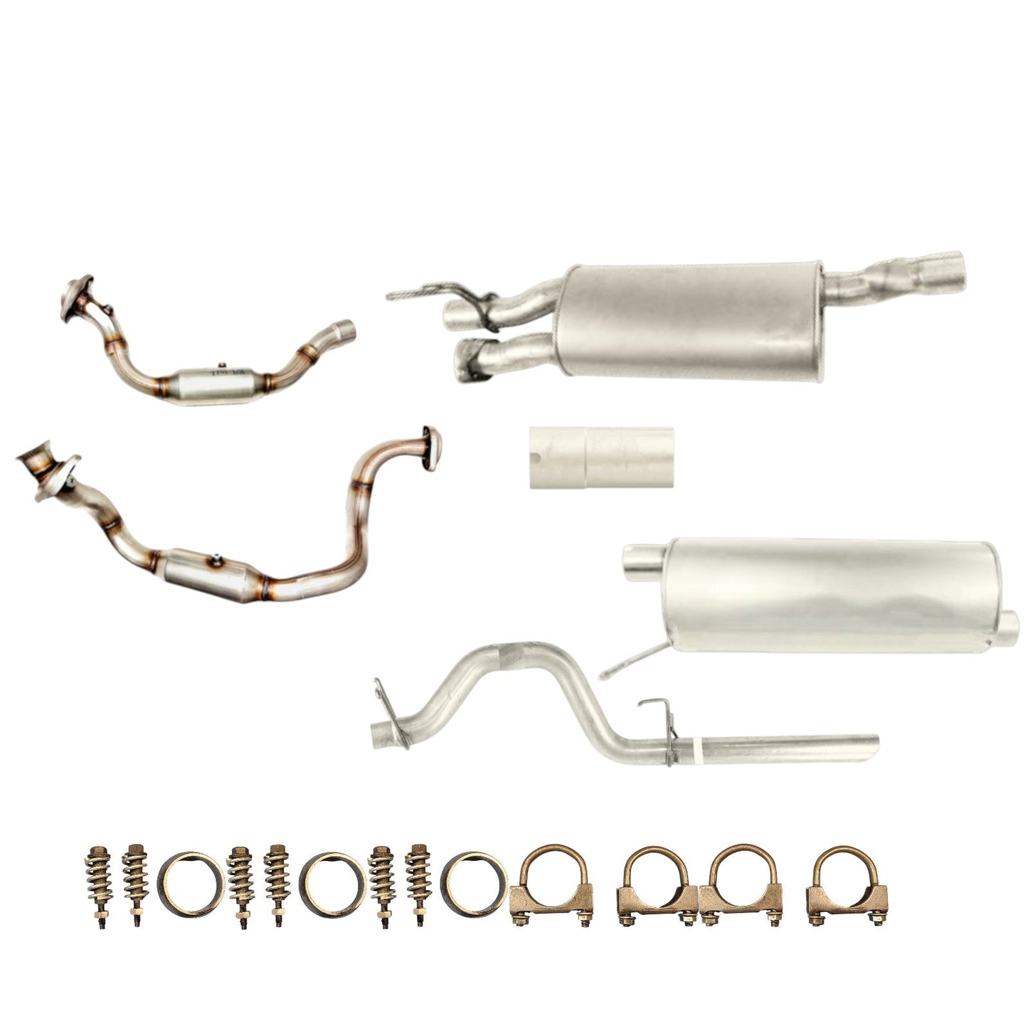 Ford F-250 Super Duty 6.2L (2011-2016) (Extended Cap Pickup) (Short Bend) Catalytic Converter, Muffler Set, Pipe And Tail Pipe