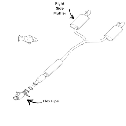 Ford Explorer 2.3L 2016-2019 Turbo Flex Pipe and Right Side Muffler
