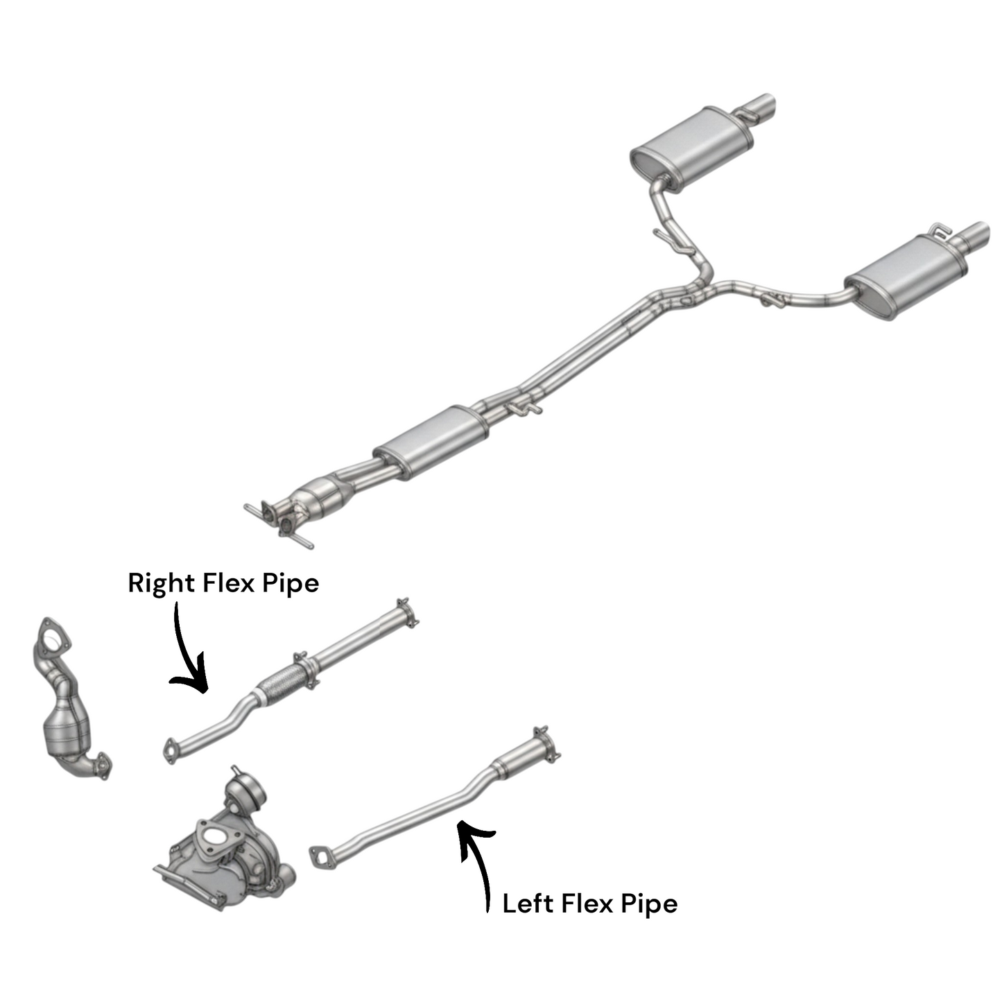 Lincoln MKT 3.7L (2010-2019) Left and Right Side Flex Pipes