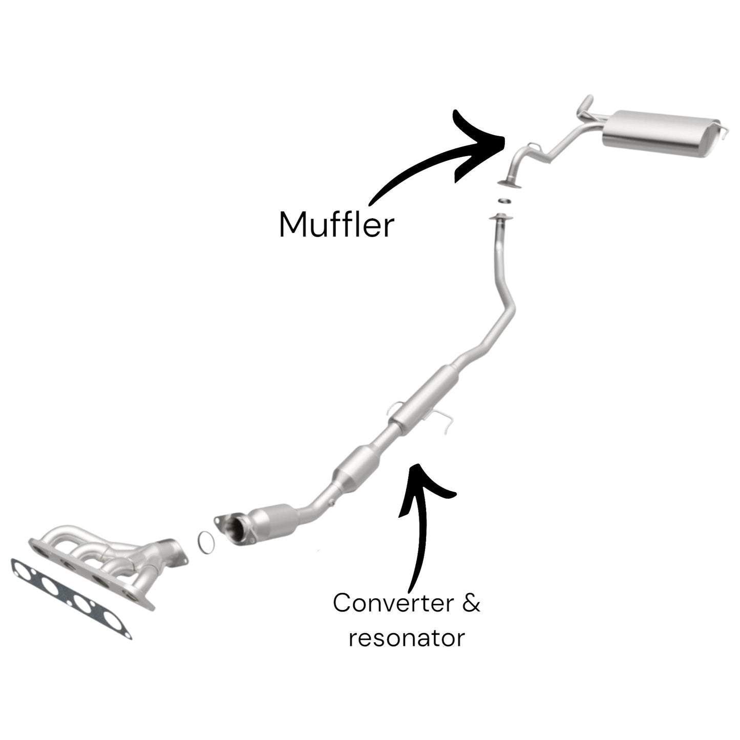 Toyota Corolla 1.8L (2009-2013) (Except S and XRS Sub-Model) Converter with Resonator & Muffler